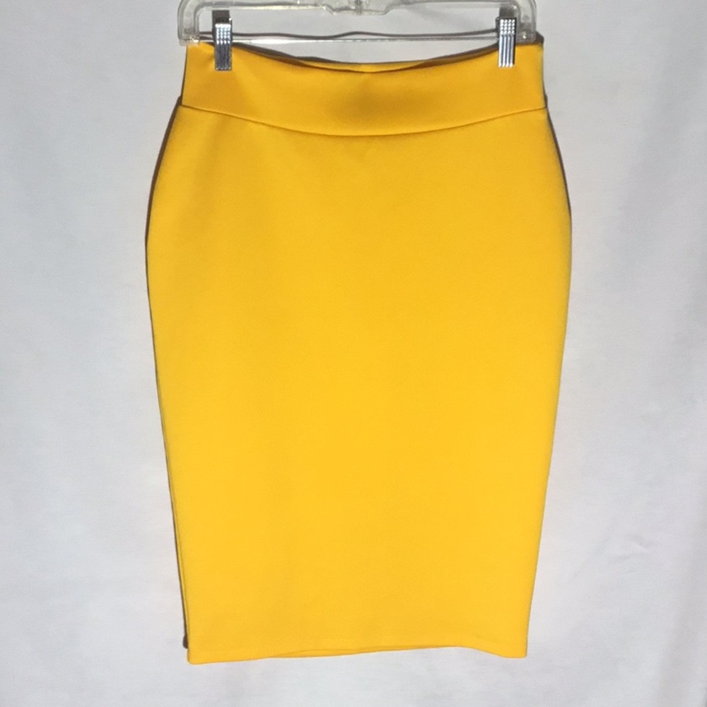 By Johnny Bright Yellow High-Waist Pencil Skirt